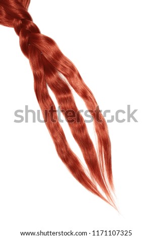 Henna hair isolated on white background. Loose braid