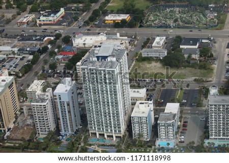 Aerial view of downtown Myrtle Beach, taken during helicopter ride 