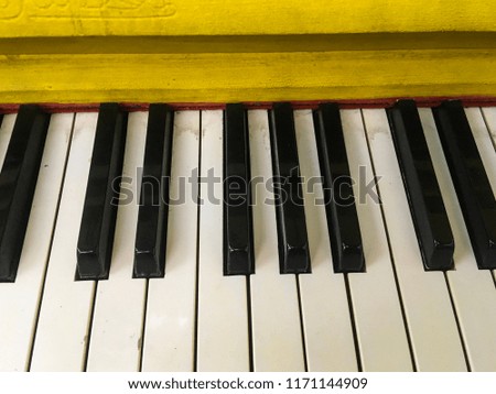 The black and white keys of the old, vintage piano. The piano keys background.