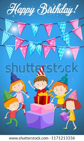 Happy Birthday Children card  illustration
