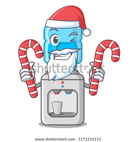 Santa with candy modern water cooler isolated on mascot