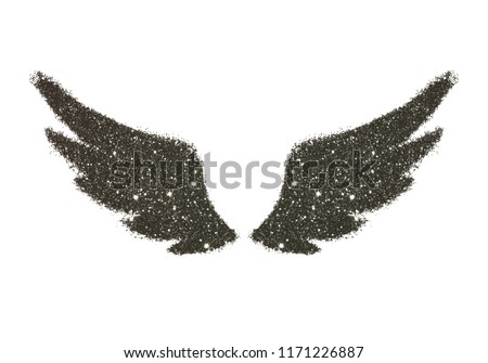 Abstract wings of black glitter on white background - interesting and beautiful element for your design