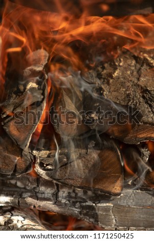 firewood close-up fire