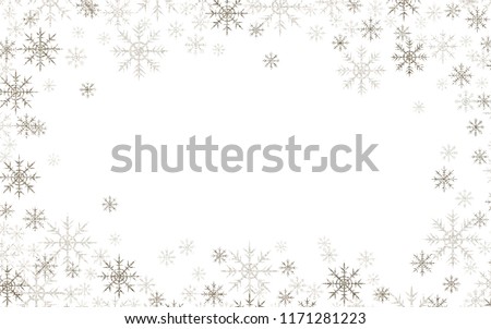 Christmas frame with silver and white snowflakes isolated on white