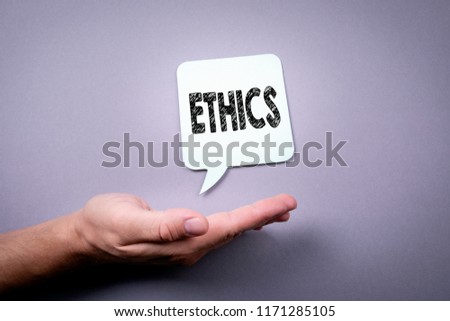 Business Ethics Concept. Speech bubble on a gray background