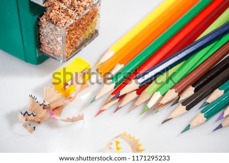 Color pencils white background colorful sharpener