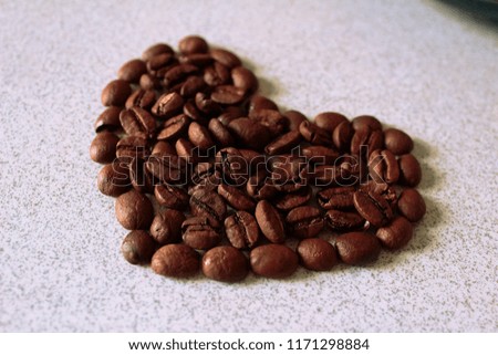 Heart made from coffee beans