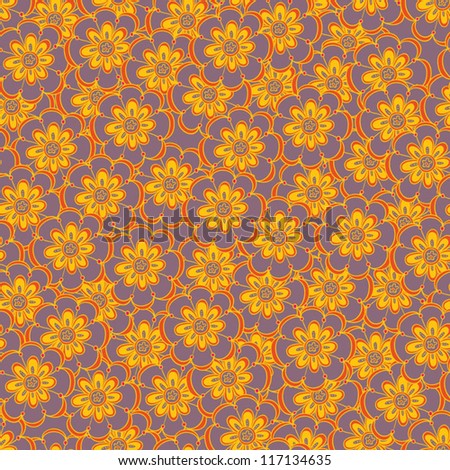 Floral seamless abstract hand-drawn pattern / background. Seamless pattern can be used for textiles, wrapping paper, wallpaper, pattern fills, web page background, surface textures.