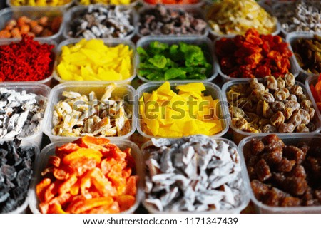 Colorful dried fruit slices. Royalty-Free Stock Photo #1171347439
