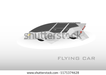 Flying car. Futuristic electric car. Cartoon style. Flat. Vector. Flying unmanned car. Futuristic concept. Drone. Futuristic technology.
 Royalty-Free Stock Photo #1171374628