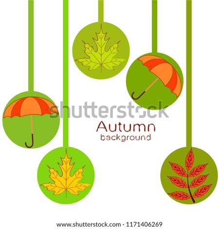 umbrella falling leaves autumnal vector background
