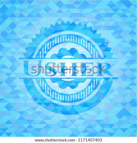 Usher realistic light blue mosaic emblem