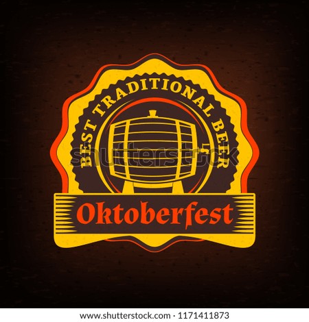 Beer festival Oktoberfest celebrations. Vintage beer badge. Vector illustration