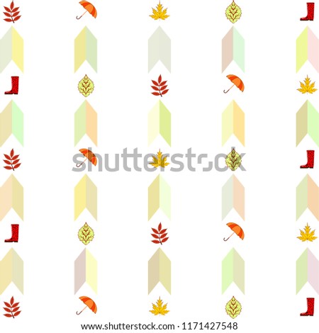 fallen leaf umbrella rubber boot autumnal vector background