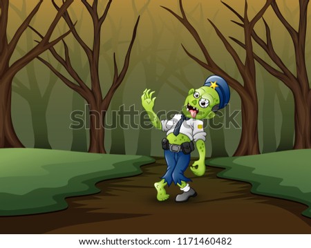 Spooky zombies walk in the forest