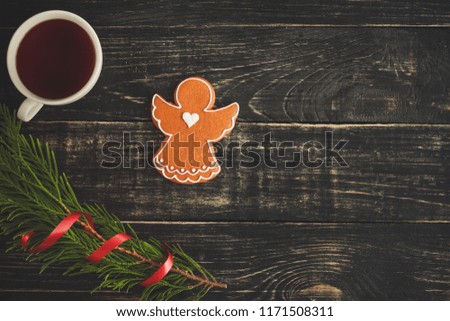 gingerbread. gifts and holiday,
happy New Year. festive background.
. food background. top view
