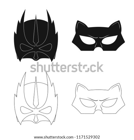 Vector illustration of hero and mask symbol. Collection of hero and superhero stock symbol for web.