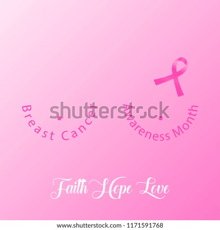 Breast cancer background with pink ribbon. Beast cancer awareness month banner. Vector EPS 10.