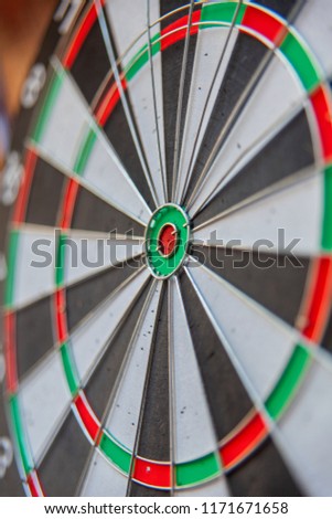 Darts game. dart board close-up. Business strategy concept.