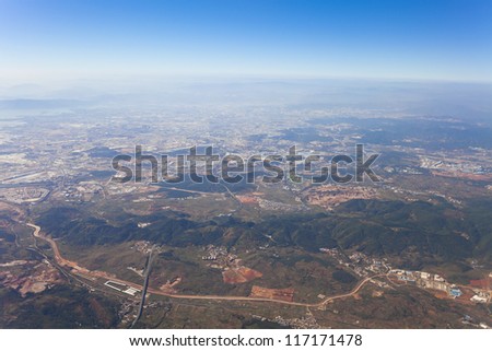 Aerial view of Kunming, China.