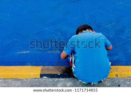 street Photography art concept with blue color and others in minimalist