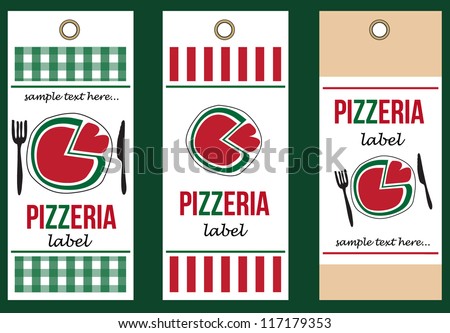 set of pizza labels