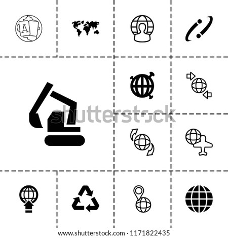 Earth icon. collection of 13 earth filled and outline icons such as recycle, globe, world map. editable earth icons for web and mobile.