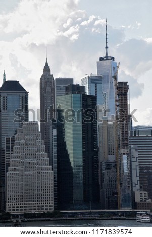 Vertical shot of NYC's downtown skyline