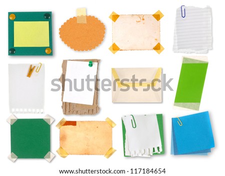 Collection of  paper notes and tags