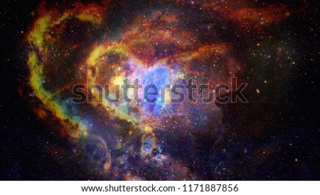 Starry deep outer space - nebula and galaxy. Night sky. Elements of this image furnished by NASA.