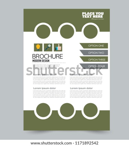 A4 flyer template. Abstract brochure design for business, education, school, presentation, advertisement. Print out poster out annual report cover. Vector illustration. Green color.