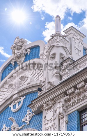 One of the many ornate buildings in the art nouveau district of the latvian capital Riga.
