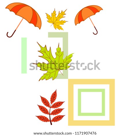 umbrella falling leaves autumnal vector background