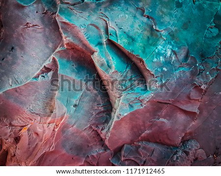 Rock texture. Dark stone wall. Stone background. Rock surface with holography, nacre. Fantasy wallpaper Royalty-Free Stock Photo #1171912465