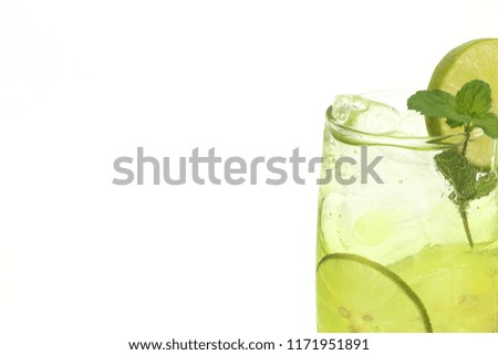 Fresh cool drink lemon juice and mint leaf