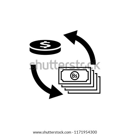 Icon illustration related to hyper inflation at Venezuela. Venezuela Bolivar currency exchange to US Dollar. Bs Vs USD