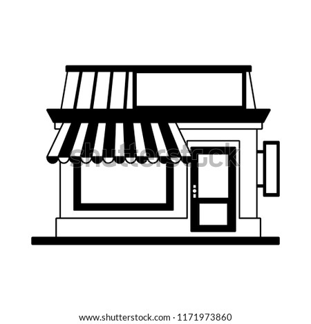 Store shop building in black and white