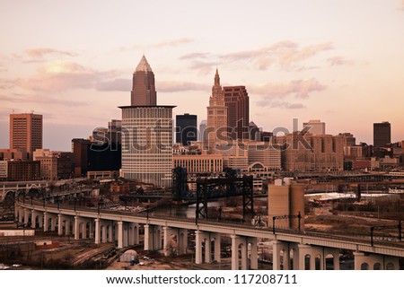 Cleveland - high angle view. Taken with tobacco filter