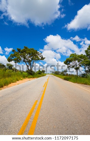 road trip. empty road with the beautiful landscapes around at the Brazil
