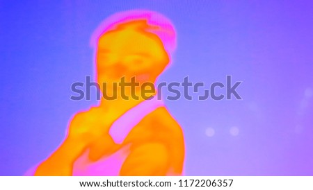 Thermographic camera view of woman. Close up shot