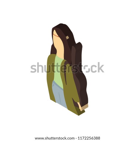 Girl with guitar isometric left top view 3D icon