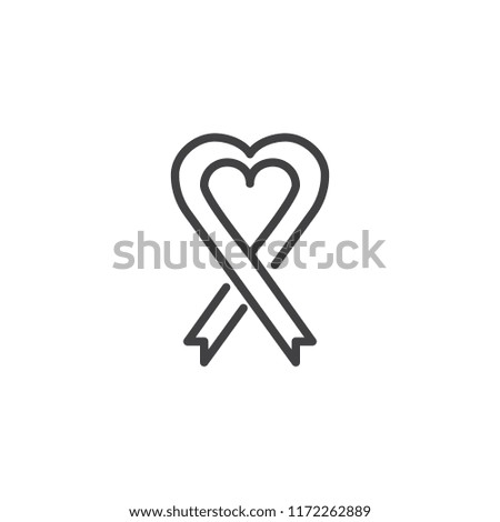 Heart awareness ribbon outline icon. linear style sign for mobile concept and web design. Breast Cancer simple line vector icon. Symbol, logo illustration. Pixel perfect vector graphics