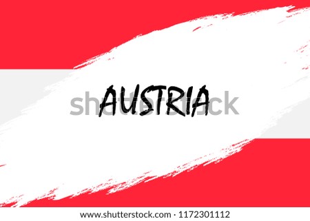 Brush stroke background with Grunge styled flag of Austria