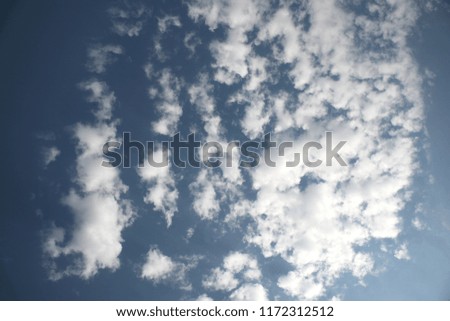 The frontal gusts of the heavenly wind swept beautiful small clouds in all directions of the sky