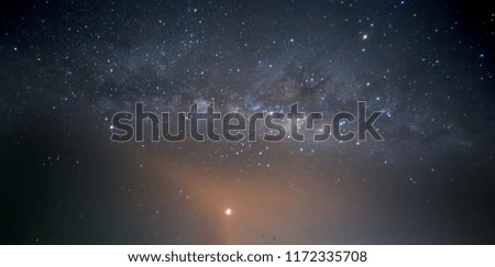 Milky way galaxy with space dusts for background. soft focus and noise due to long expose and high iso.