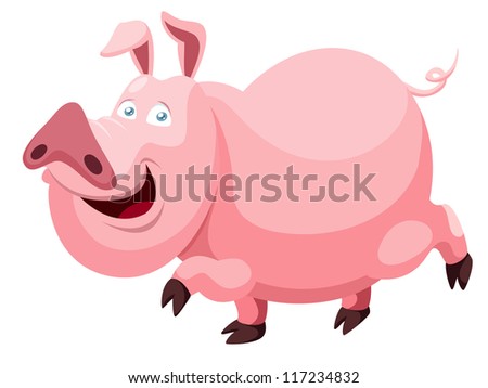 illustration of Cartoon pig.Vector