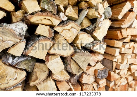 Chopped wood ready for fireplace