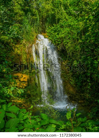 A waterfall in the jungle of Cuba on a summer day