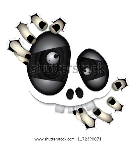 Vector and illustration graphic style,Happy Halloween Skull Monster,Paper art style.