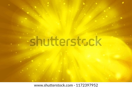 Dark Gold or Yellow sparkle rays with bokeh abstract elegant background. Dust sparks background.